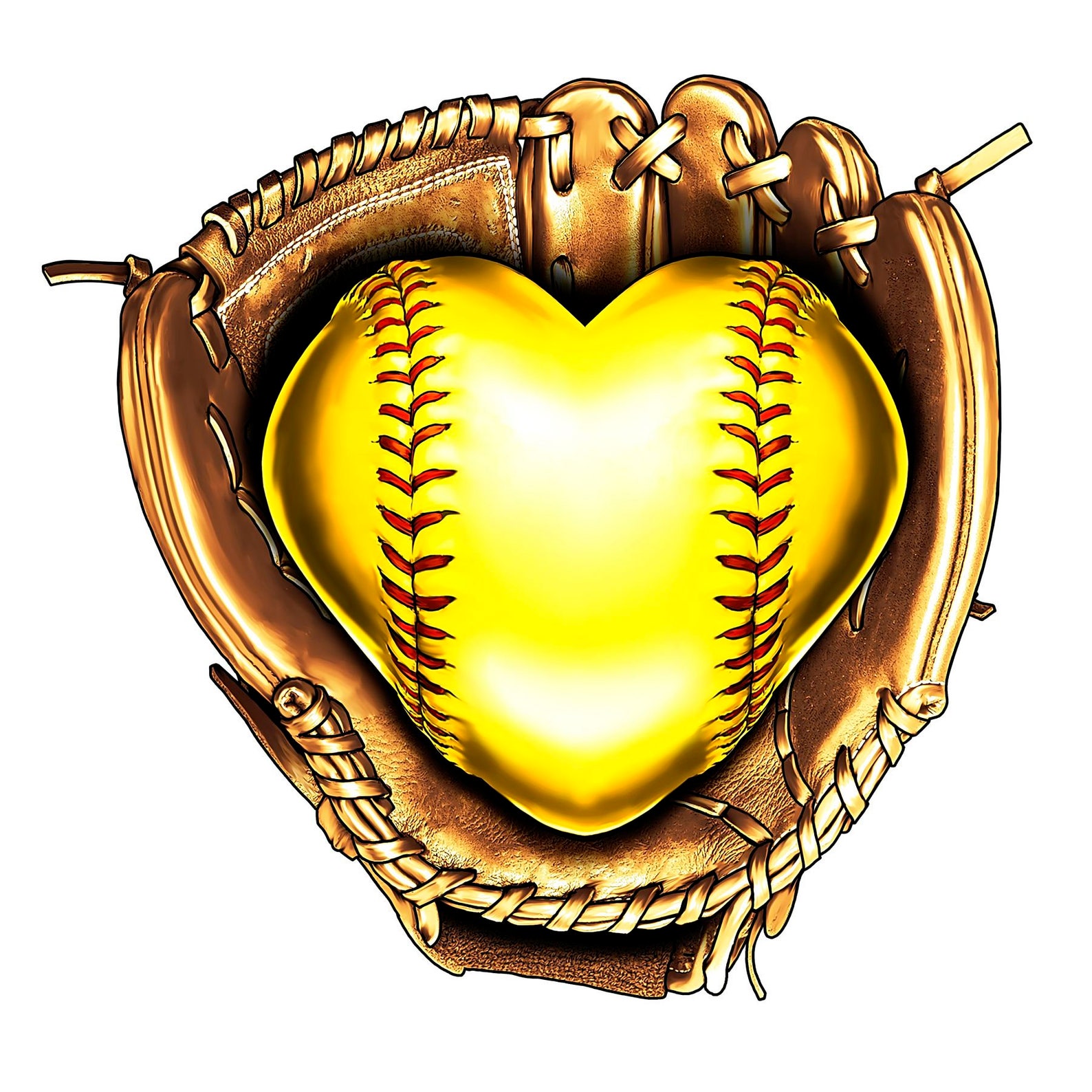 Softball heart glove vinyl decal Softball heart decal love Etsy