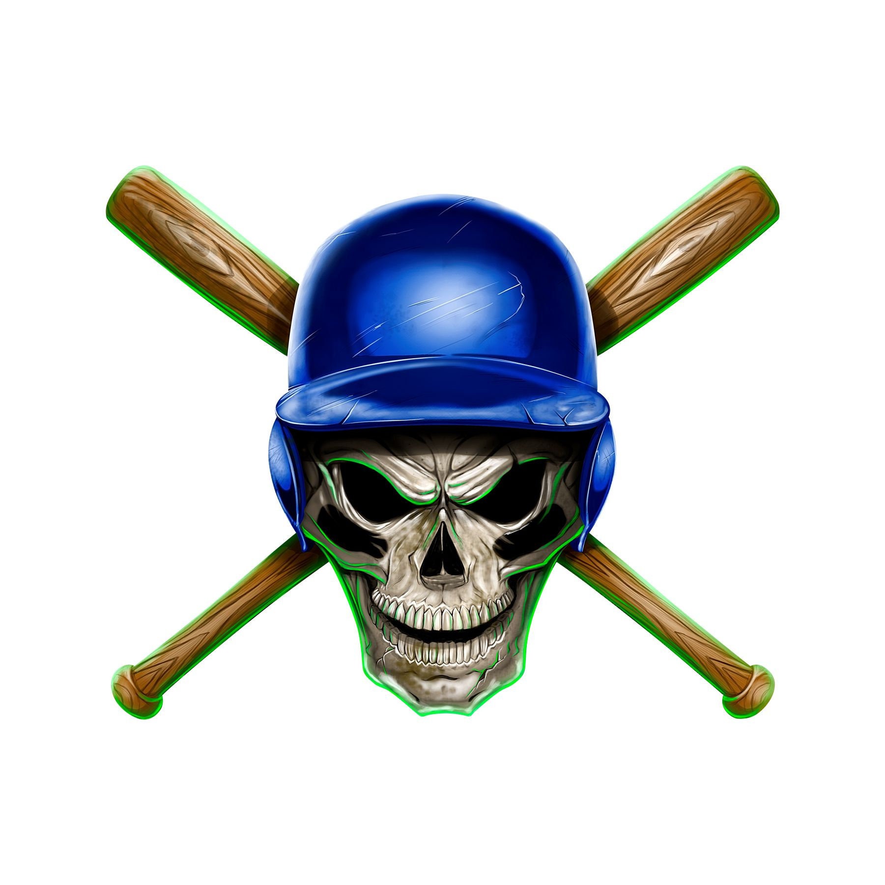Baseball Skull With Cross Bats Decal All Star Decal Baseball - Etsy