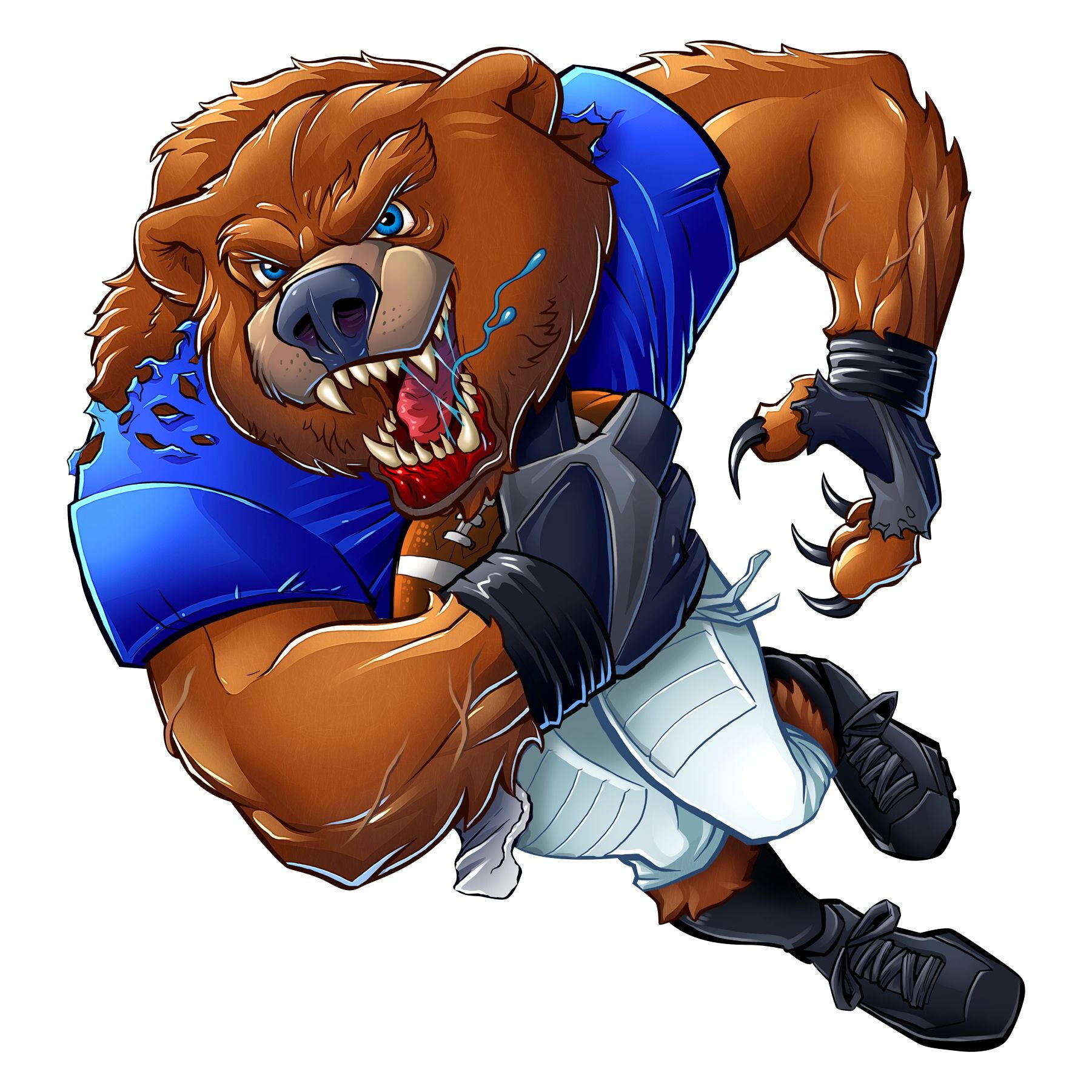 Football bear vinyl decal full color football decal sticker Etsy
