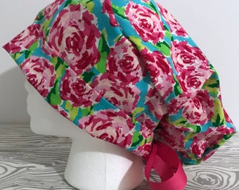 It's a "Lily" Thing print Pixie style Tie-Back Surgical Hat