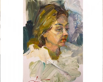 Original painting, Portrait painting, Impressionist art, Woman portrait, Ukrainian art, Wall decor, Ukrainian painting, Girl face, Gift