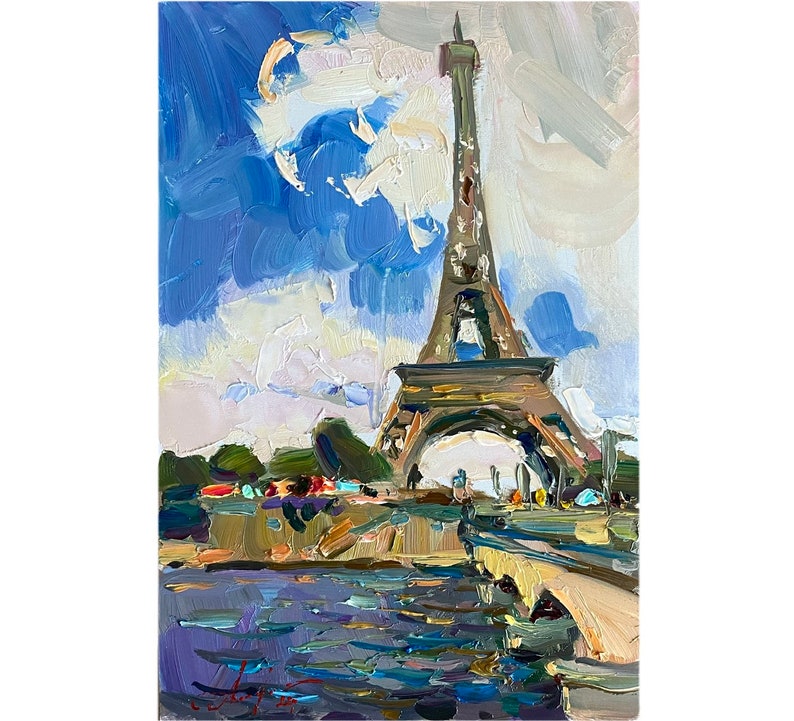Paris painting original painting Eiffel Tower Impressionist image 1