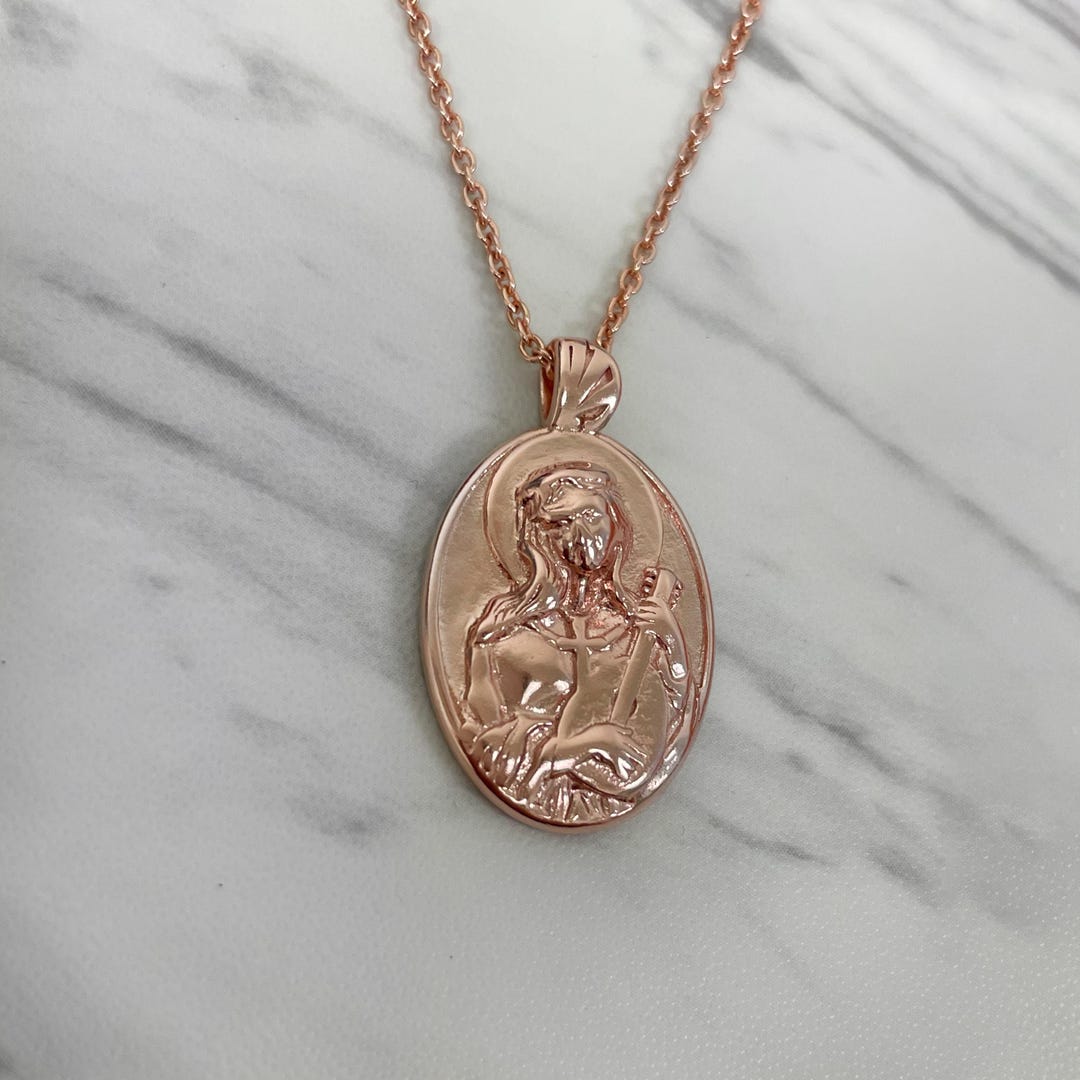 Sterling Silver Rose Gold Plated Saint Cecilia Necklace With Chain - Etsy