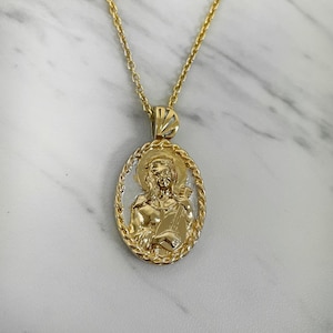 Saint Cecilia Necklace: 18K Gold Vermeil Pendant with Sterling Silver Chain