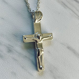 Modern Crucifix Necklace - Sterling Silver, Crucifix Pendant, Men Crucifix necklace, Women Crucifix Necklace