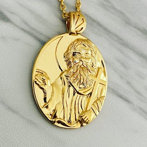 18K Gold Vermeil Saint John the Baptist Pendant Necklace