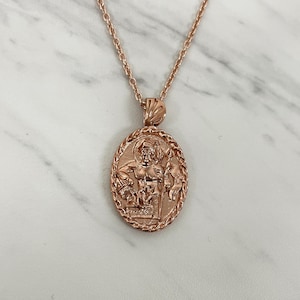 Saint Florian Necklace - 18K Gold Vermeil with Thorn frame, Saint Florian Pendant