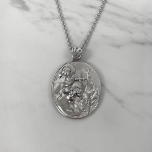 Saint Christopher Necklace -  Sterling Silver, Saint Christopher Pendant