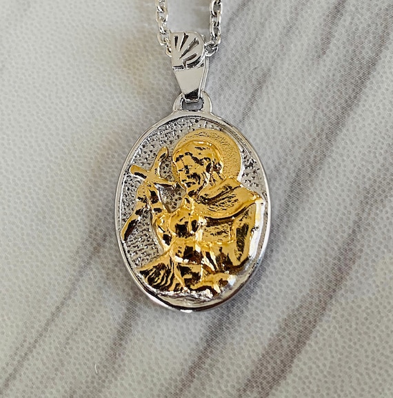Sterling Silver Two Toned Saint Michael Medal in Fancy Gold Toned Sett Sterling Silver Two-tone Cross \u0026 Saint Michael Pendant Necklace for Men