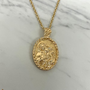 Virgin Mary Necklace - 18K Gold Vermeil with Thorn frame, Virgin Mary Pendant, Mother Mary Necklace, Mother Mary Pendant