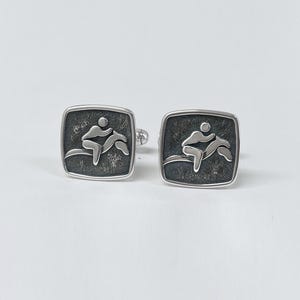 Sterling Silver Horse Riding Cufflinks: Equestrian Style Gift