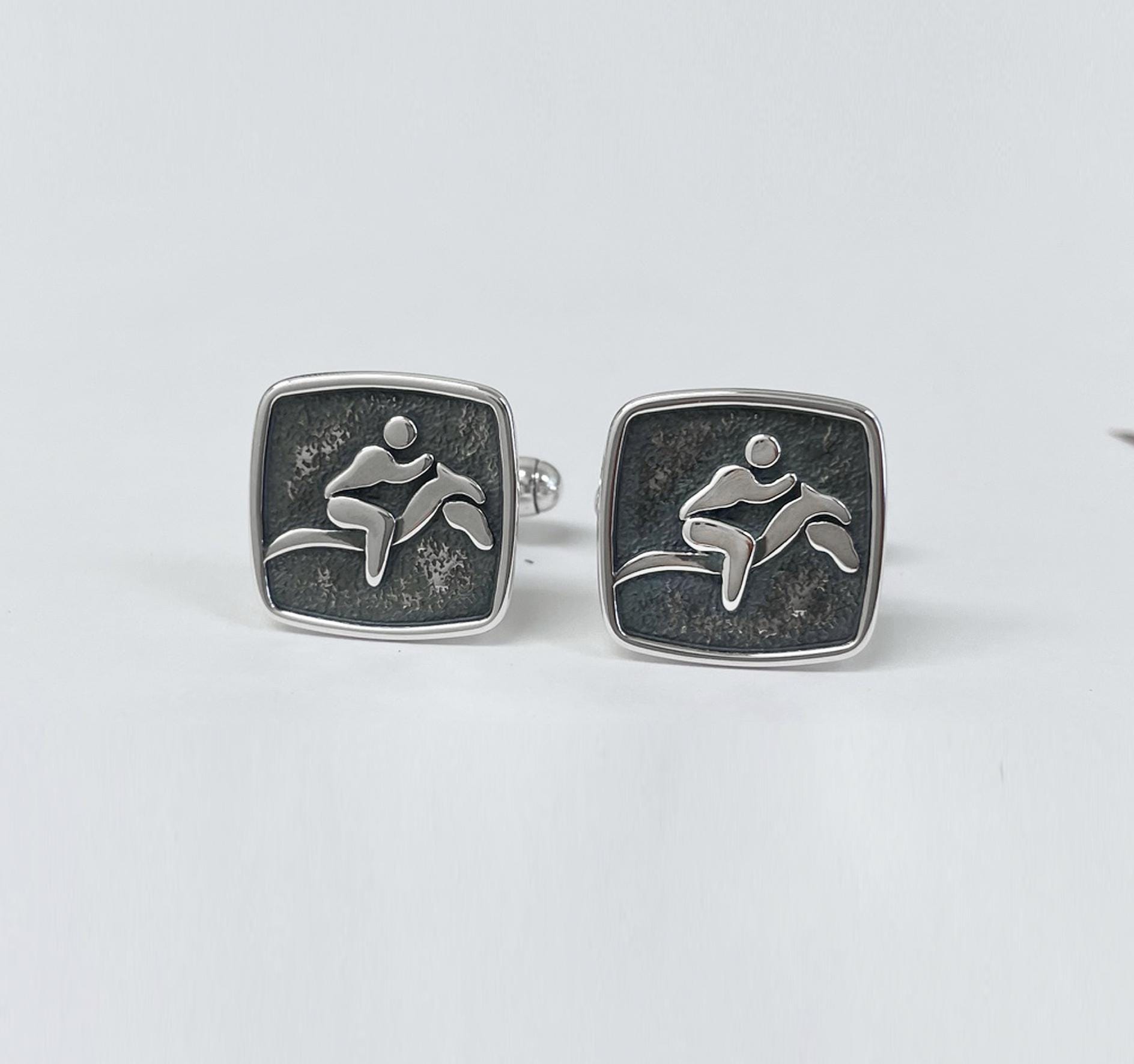Sterling Silver Horse Riding Cufflinks: Equestrian Style Gift