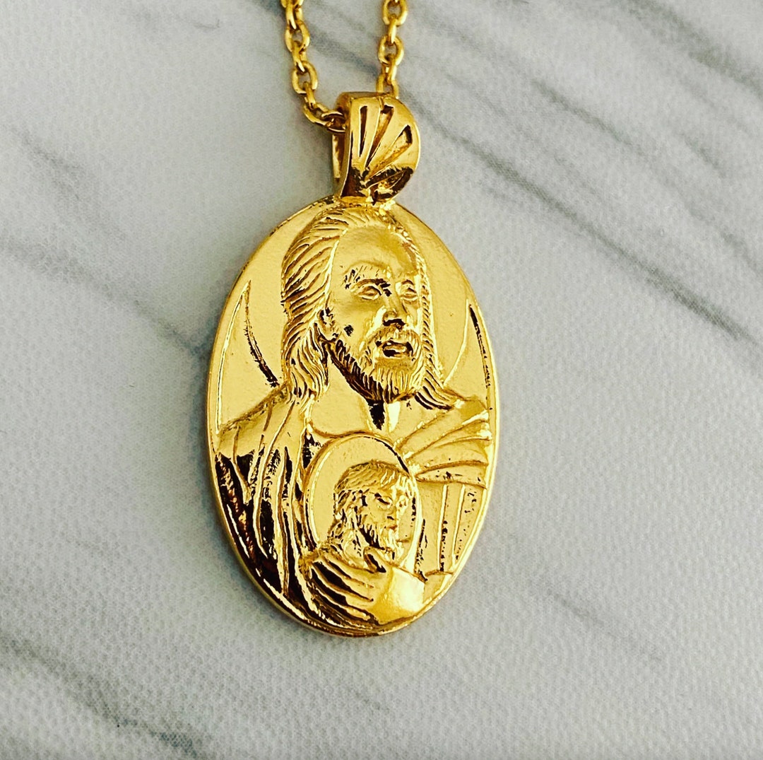 Saint Jude Necklace 18K Gold Plated Sterling Silver Hope Patron Pendant ...