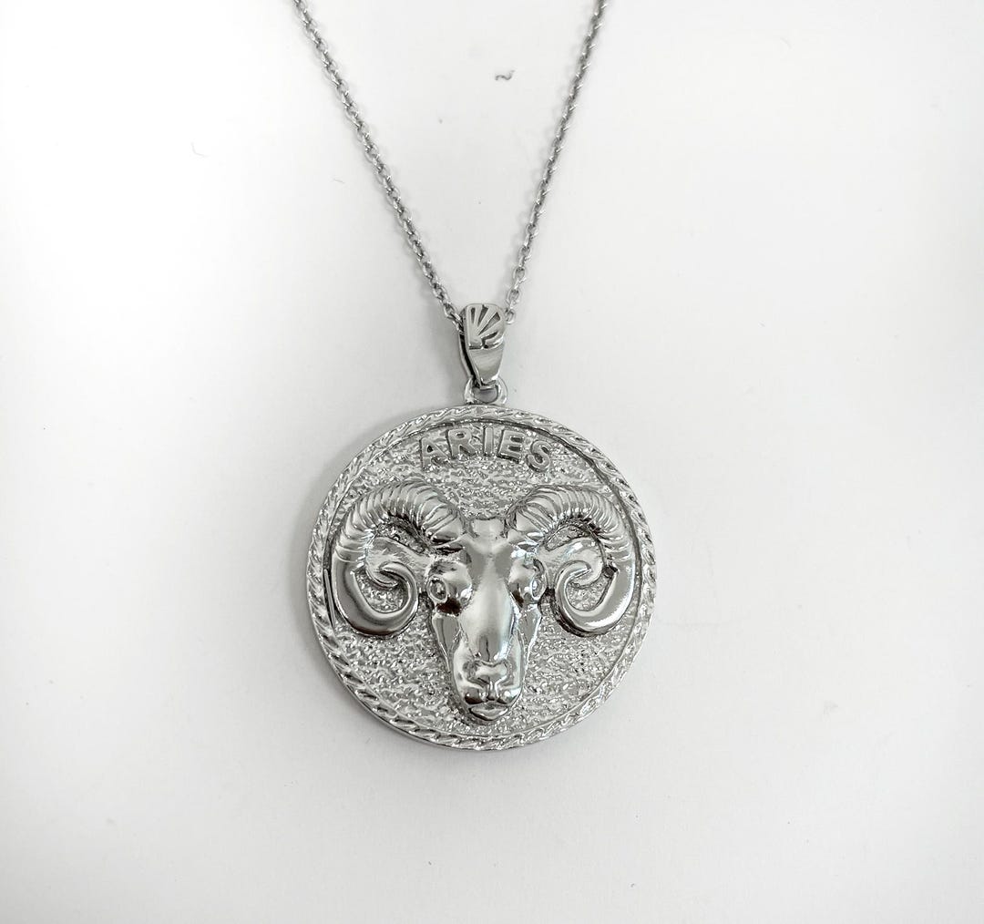 Aries Horoscope Necklace for Men Sterling Silver 925 Zodiac Pendant - Etsy