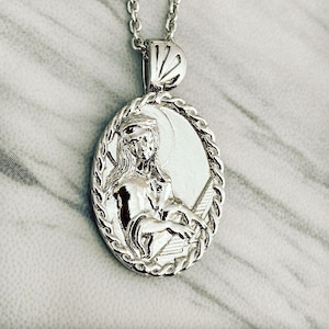 Saint Cecilia Necklace - Sterling Silver with Piano and Thorn frame, Saint Cecilia Pendant