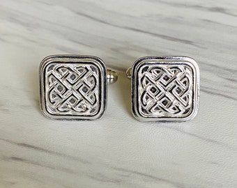Oxidized Sterling Silver Celtic Knot Cufflinks for Men