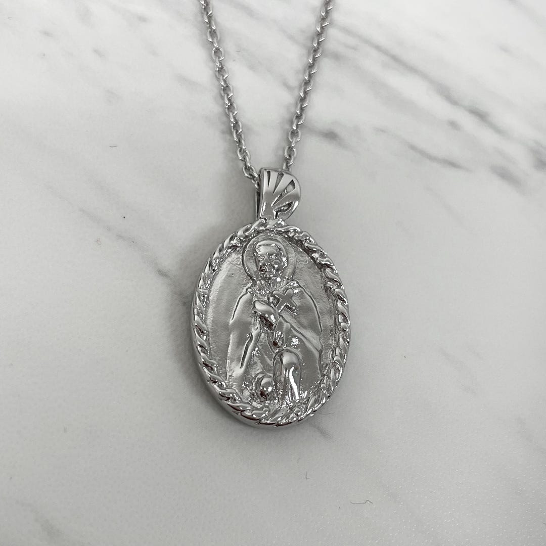 Saint Peregrine Thorn Frame Necklace Sterling Silver 925 Healing Patron ...