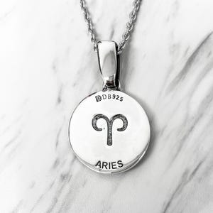 Aries Horoscope Necklace for Men Oxidized Sterling Silver Zodiac ...