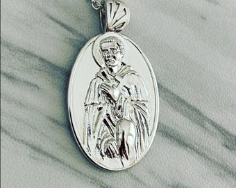 Saint Peregrine Necklace - Sterling Silver, Saint Peregrine Pendant