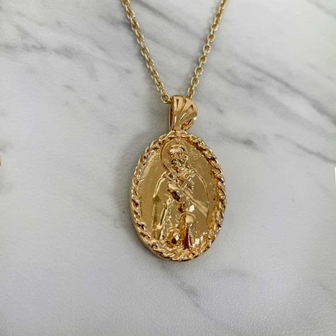 18K Gold Plated Sterling Silver Saint Peregrine Necklace Healing Patron ...