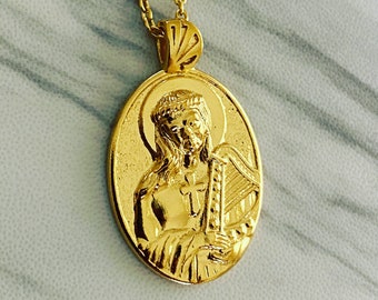 Saint Cecilia Necklace Harp - 18K Gold Vermeil, Saint Cecilia Pendant