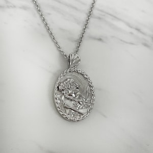 Saint Sebastian Necklace - Sterling Silver with Thorn frame, Saint Sebastian Pendant