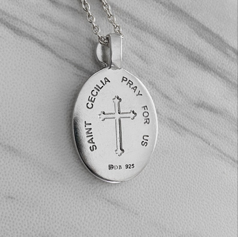 Sterling Silver Saint Cecilia Necklace: Music Patron Pendant - Etsy