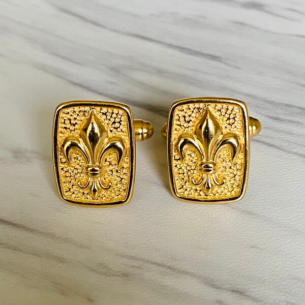 Sterling Silver Fleur de lis Cufflinks, Gold Cufflinks, Cufflinks for Men, Jewelry for Men, Cuff Links for Men, Gifts for men