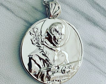 Saint Anthony of Padua Necklace - Sterling Silver, Saint Anthony Necklace, Saint Anthony Medal