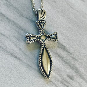 Milgrain Medieval Cross Necklace - Antique Finish, Milgrain Cross Pendant, Cross Necklace, Cross Pendant, Modern Cross Necklace