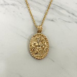 Saint Florian Necklace - 18K Gold Vermeil with Thorn frame, Saint Florian Pendant