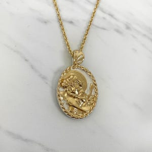 Saint Sebastian Necklace with Thorn frame, Two Tone, Saint Sebastian Pendant