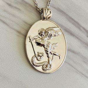 Sterling Silver Saint Michael Pendant Necklace: Archangel Protection