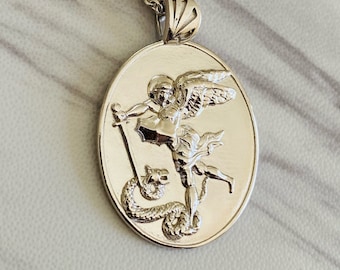 Saint Michael Necklace - Sterling Silver, Saint Michael Pendant