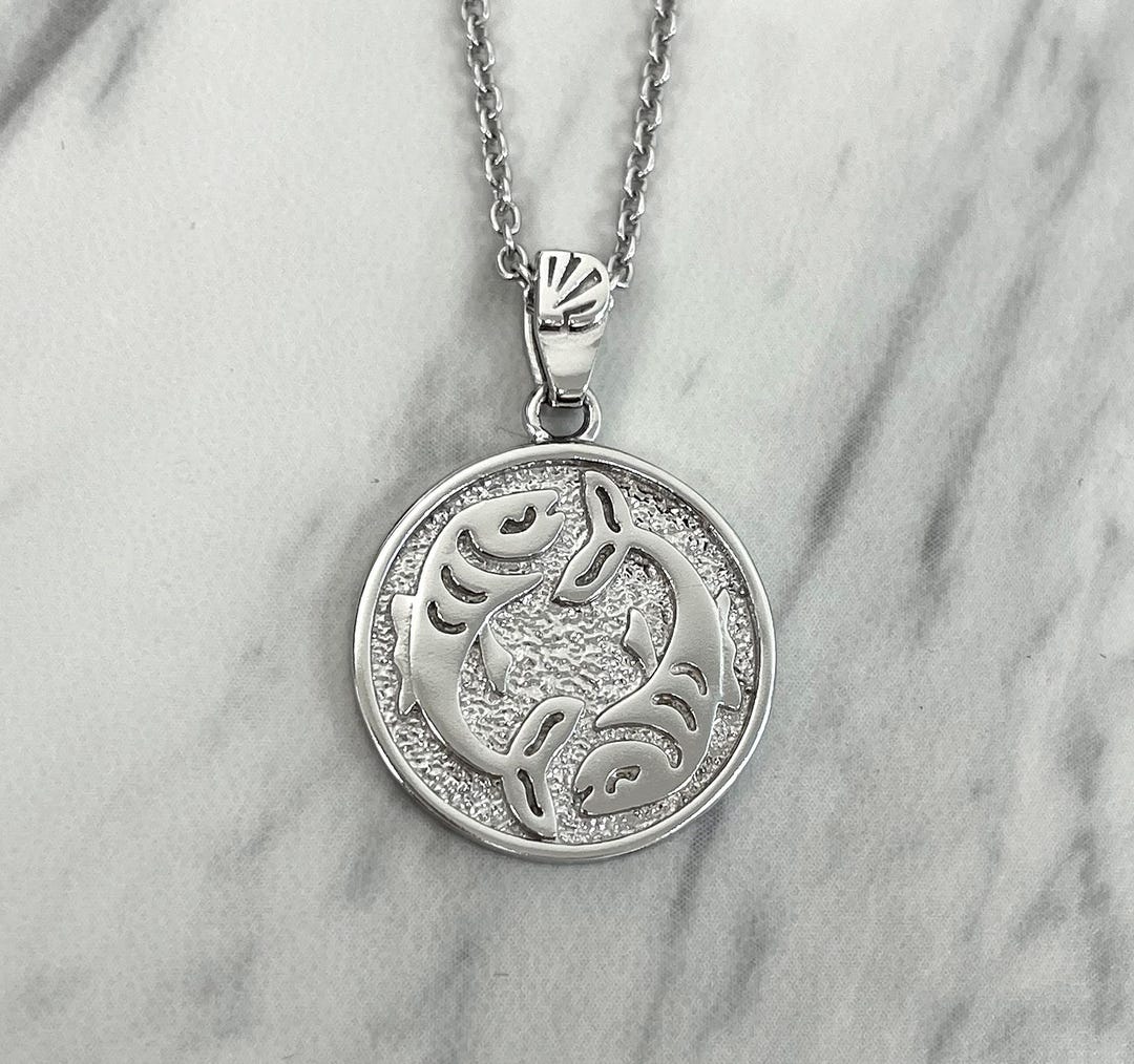 Pisces Zodiac Necklace for Women- Sterling Silver Pisces Zodiac Pendant ...