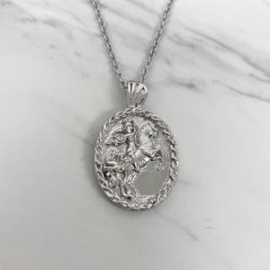 Saint George Necklace - Sterling Silver Thorn frame, Saint George Pendant