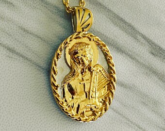 Saint Cecilia Necklace Harp - 18K Gold Vermeil, Two Tone, Saint Cecilia Pendant