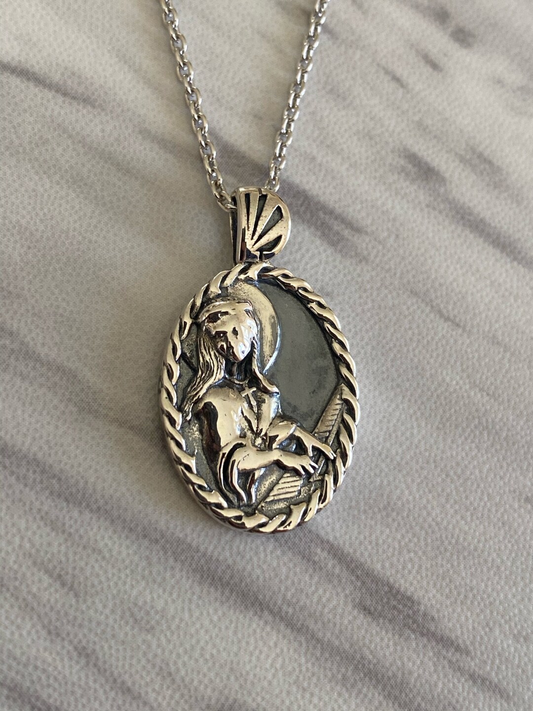 Oxidized Sterling Silver Saint Cecilia Piano Pendant Necklace | Music ...