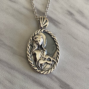 Saint Cecilia Necklace - Antique Finish Sterling Silver with Piano and Thorn frame, Saint Cecilia Pendant, Saint Cecilia medal