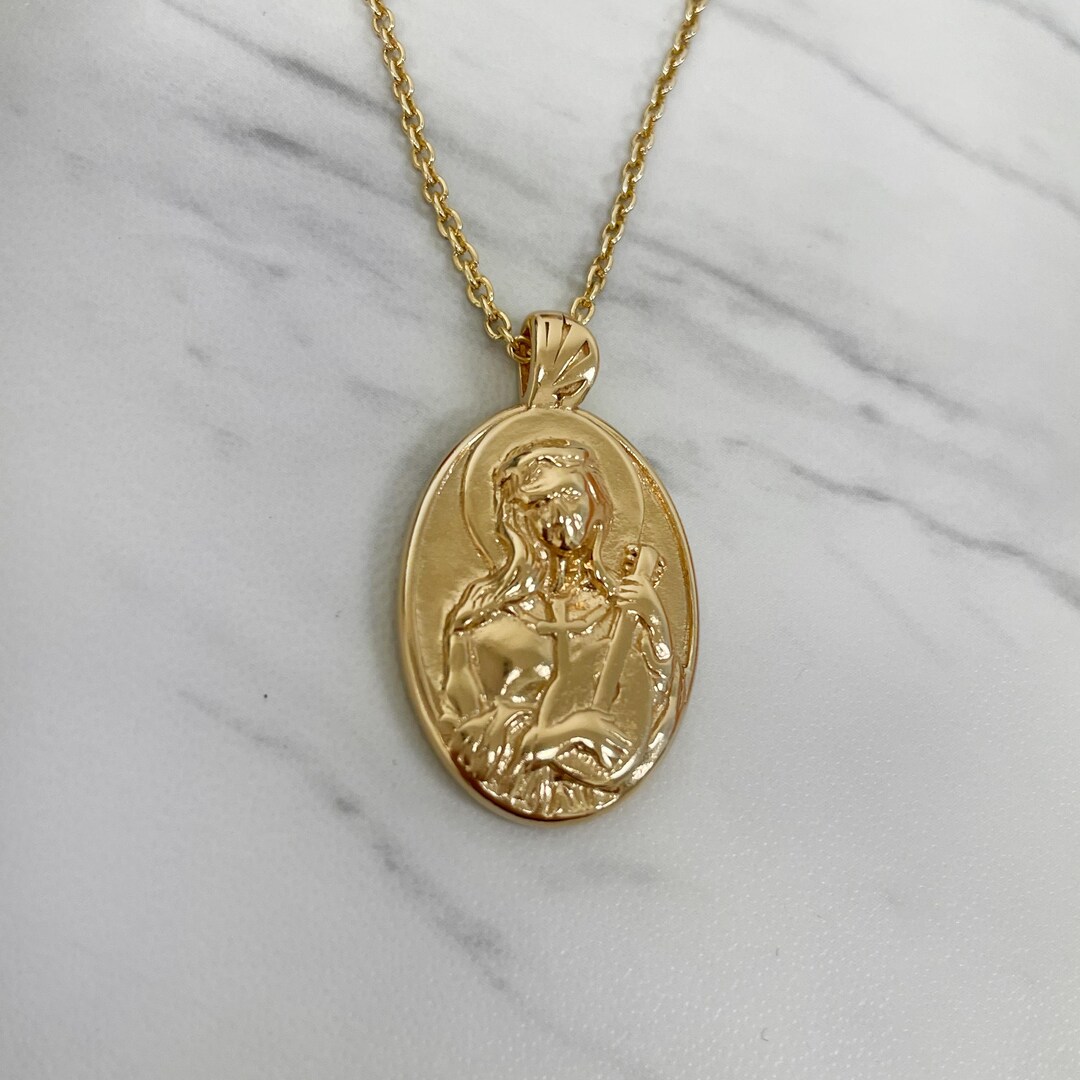 18K Gold Plated Sterling Silver Saint Cecilia Guitar Pendant Necklace ...