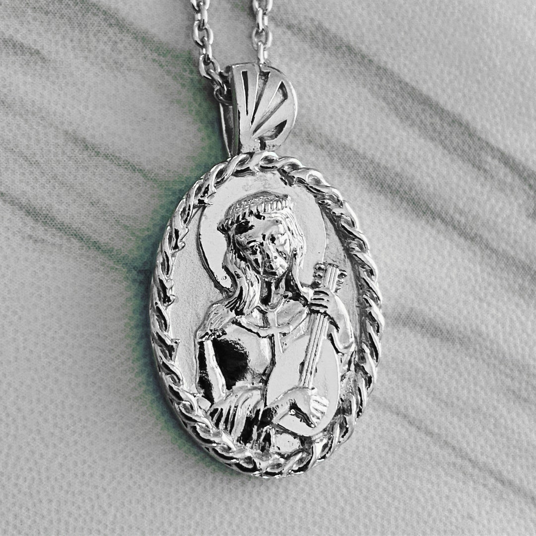 Sterling Silver Saint Cecilia Necklace: Music Patron Pendant - Etsy