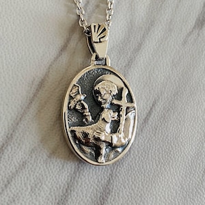 Saint Francis Pendant Oxidized 925 Sterling Silver | Dog Lover Patron Pendant