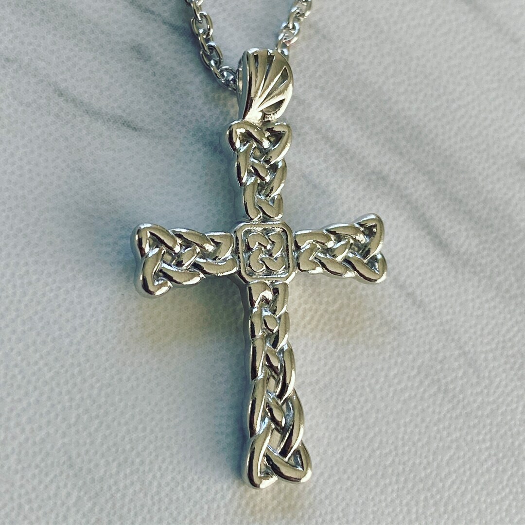 Celtic Weave Cross Necklace Sterling Silver 925 Irish Pendant for Men ...