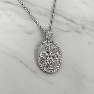 Saint Florian Necklace - Sterling Silver with thorn frame, Saint Florian Pendant