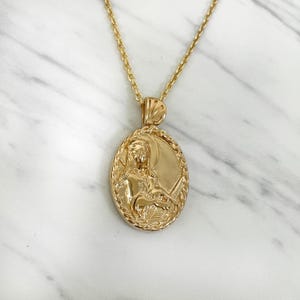 Saint Cecilia Necklace with piano - 18K Gold Vermeil with Thorn frame, Saint Cecilia Pendant