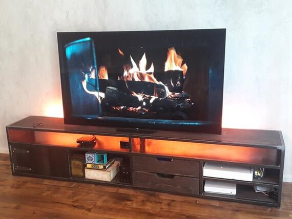 TV Stand Iron and Industrial Wood bristol Etsy