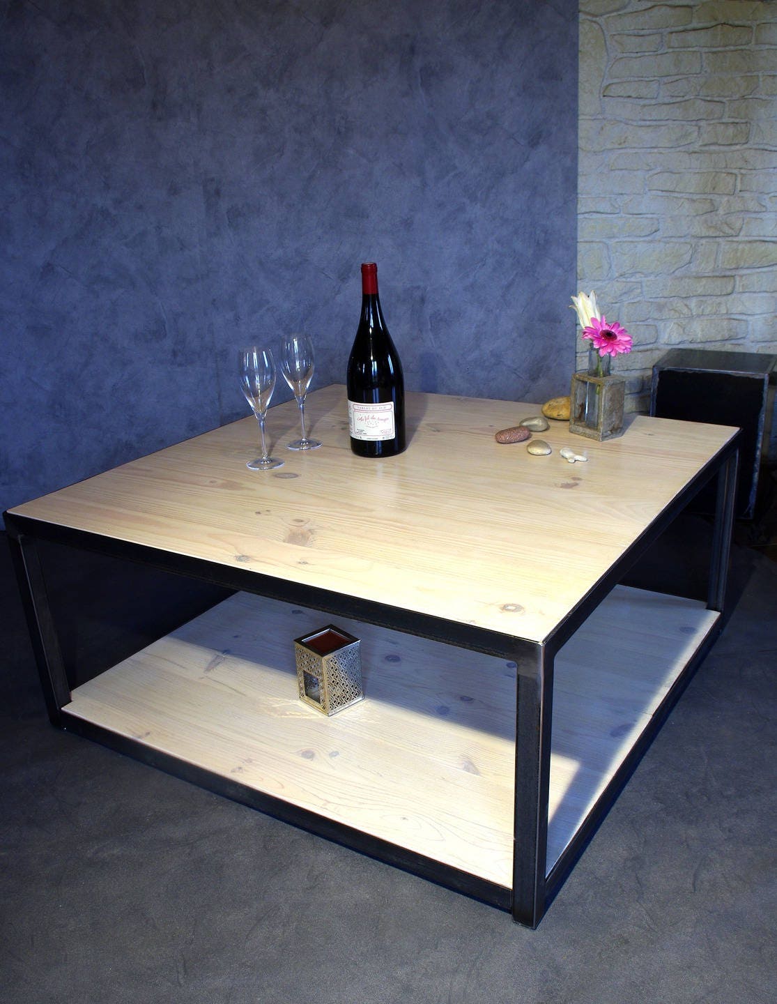 Table Basse Acier Bois