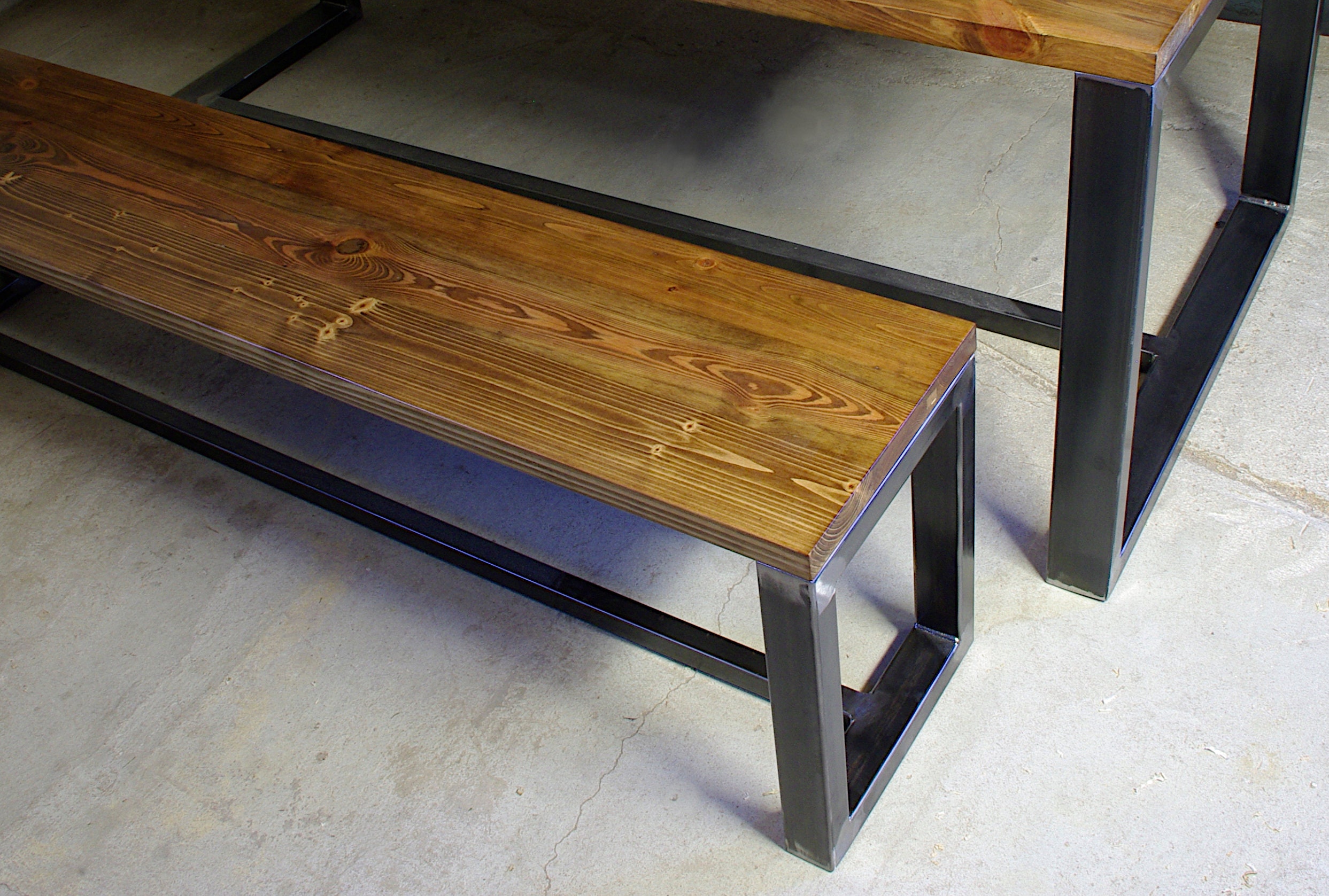 Industrial Dining Table Iron and Solid Wood 