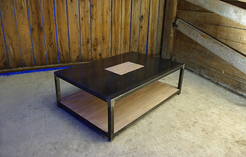 Industrial Coffee Table Iron and Solid Wood crosby Etsy