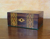 Antique Victorian Marquetry Box Ladies Vanity or Storage Box circa 1880